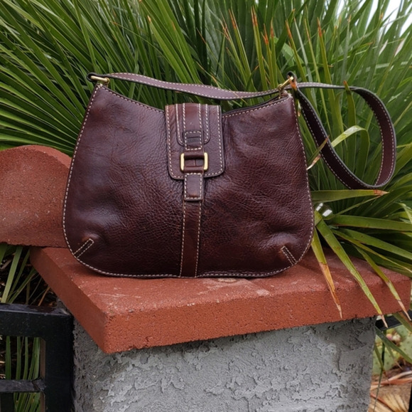 Leather vintage Fossil‎ Hobo Shoulder Bag - Picture 1 of 10